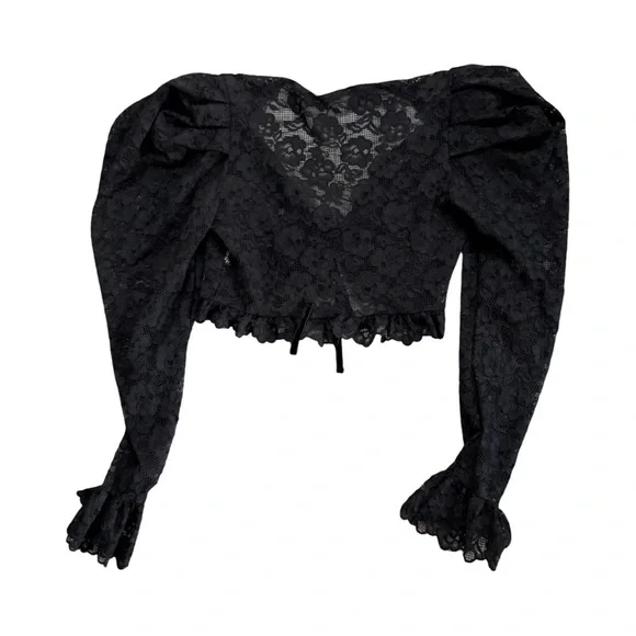 Goth Black Victoria Edwardian Lace Top - Picture 7 of 8